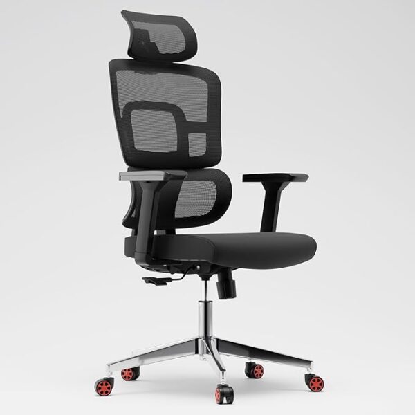 Adjustable Mesh Office Chair with foam cushion, breathable mesh back, and ergonomic headrest for optimal comfort.