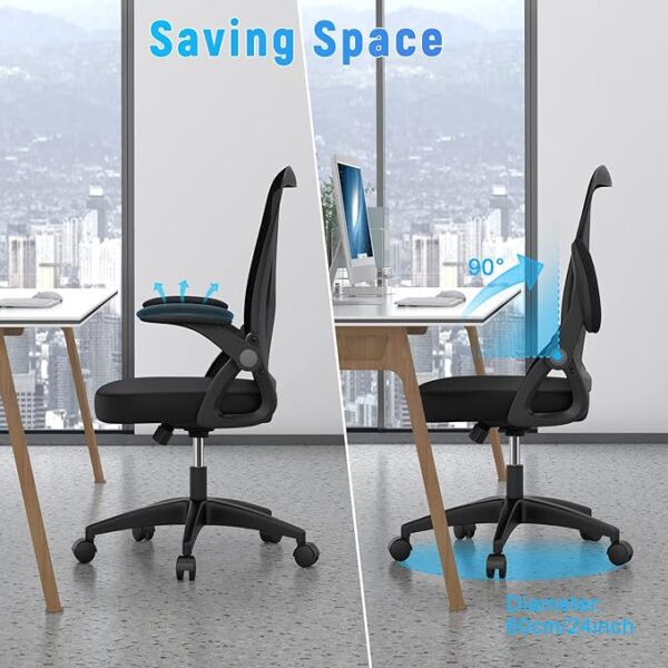 Mid-Back Orthopedic Office Chair with breathable mesh back and foldable armrests, perfect for modern workspaces.