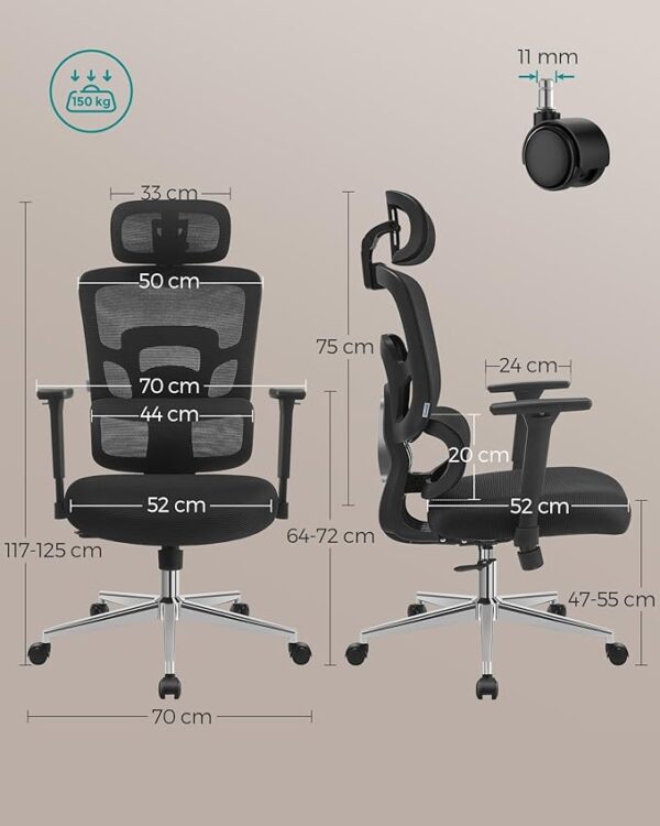 Adjustable Mesh Office Chair with foam cushion, breathable mesh back, and ergonomic headrest for optimal comfort.