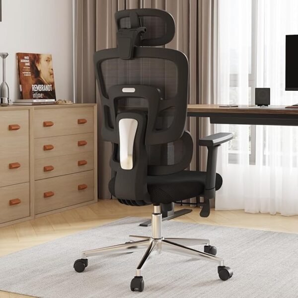 Adjustable Mesh Office Chair with foam cushion, breathable mesh back, and ergonomic headrest for optimal comfort.