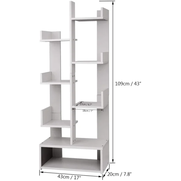 43x109 cm Wooden Bookcase with open shelves and a moisture-resistant melamine finish.