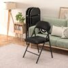 Portable Folding Study Chair with a cushioned seat and backrest, featuring a foldable metal frame for easy transport and storage.