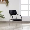 Catalina Leather Visitor's Chair in polished metal with ergonomic design and premium leather upholstery.