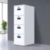 4-Drawer Metal File Cabinet with individual locks, sturdy iron construction, and a sleek minimalist design.