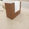 1400mm Office Reception Desk with wood finish, raised counter, and lockable drawers.