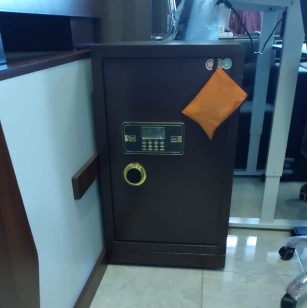 80Kgs Fireproof Digital Safe Box with LCD display, steel body, and soft-lined interior for protecting valuables.