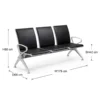 3 Seater Public Bench with durable cold-rolled steel frame, black cushions, and a weight capacity of 1000 kgs, designed for high-traffic areas.