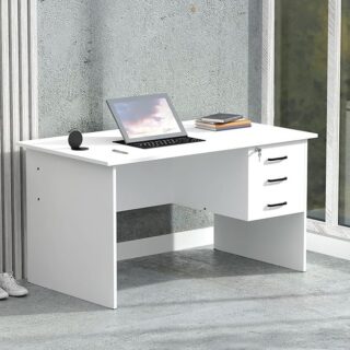 computer desk with drawers, study desk white, 1.4M office desk, lockable drawer desk, home office desk, modern work desk, writing desk with storage, white study table, secure storage desk, durable home desk