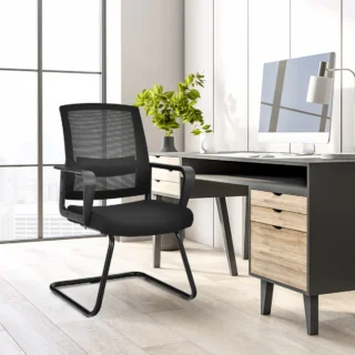 Captain Mesh Visitor Chair with ergonomic lumbar support, cushioned seat, and breathable mesh backrest.