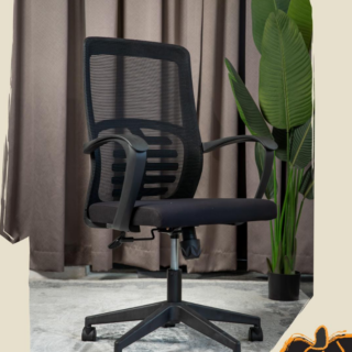 Ergonomic Home Office Swivel Chair with breathable mesh backrest, adjustable height, and lumbar support for comfortable and productive work sessions.