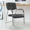 Catalina Leather Visitor's Chair in polished metal with ergonomic design and premium leather upholstery.