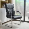Executive Visitor's Office Seat in microfiber leather with ergonomic backrest and sturdy arched base.