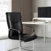 Executive Visitor's Office Seat in microfiber leather with ergonomic backrest and sturdy arched base.