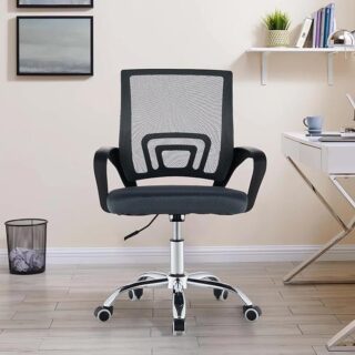 Clerical Mesh Operators Office Chair with breathable mesh backrest, ergonomic design, and durable chrome base.