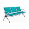 Stainless steel reception chair with ergonomic backrest, armrests, and non-slip foot pads, designed for durability and comfort in waiting areas.