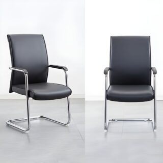 Modern High Back Soft Pad Leather Visitor Chair with a chrome cantilever base and ergonomic design.