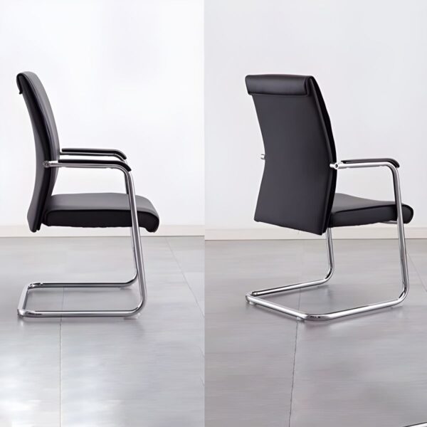 Modern High Back Soft Pad Leather Visitor Chair with a chrome cantilever base and ergonomic design.