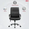 Office PU Leather Seat with plush padding, ergonomic design, and chromed armrests, perfect for home or corporate workspaces.