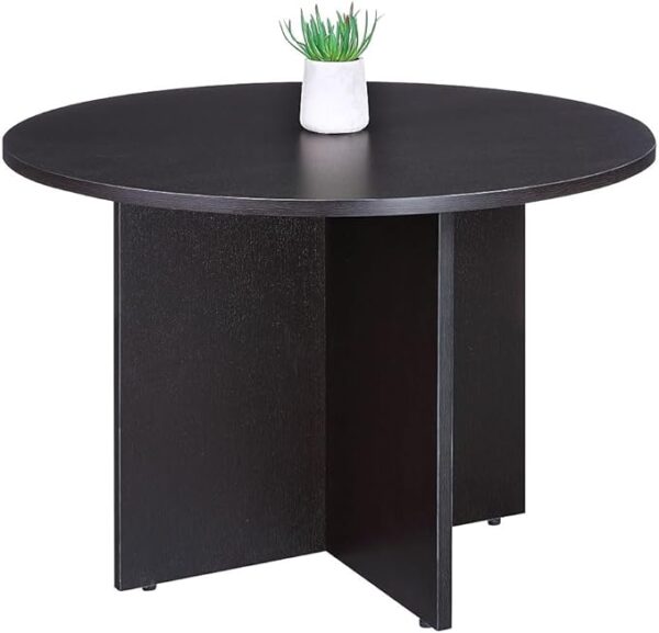 1 Meter Round Meeting Table with a sleek design, durable surface, and sturdy base for small office spaces.