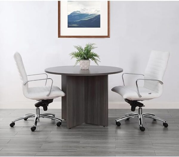 1 Meter Round Meeting Table with a sleek design, durable surface, and sturdy base for small office spaces.