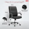 Office PU Leather Seat with plush padding, ergonomic design, and chromed armrests, perfect for home or corporate workspaces.