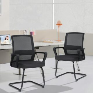 Sleek mid-back mesh conference chair with ergonomic design and cantilever frame.