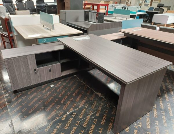 Executive L-Shaped Office Desk with storage drawers and a spacious workstation layout.