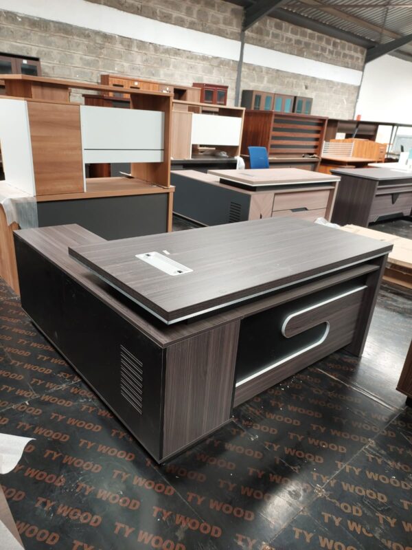 Executive L-Shaped Office Desk with storage drawers and a spacious workstation layout.