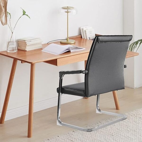 Modern High Back Soft Pad Leather Visitor Chair with a chrome cantilever base and ergonomic design.