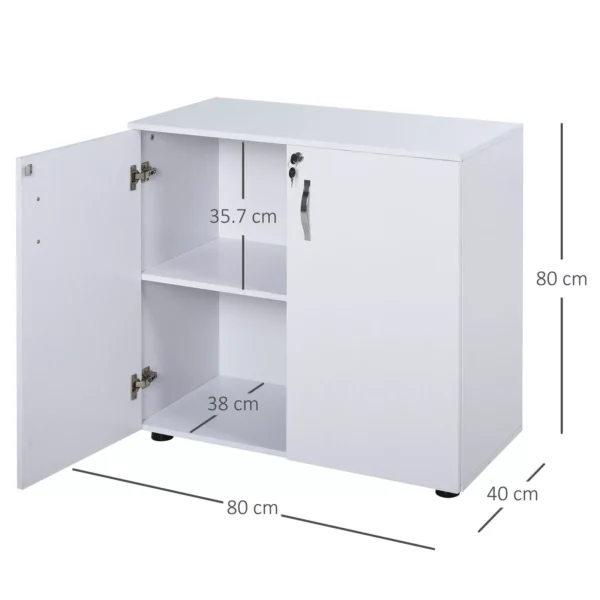 2-Door Office Storage Cupboard with quiet hinges and secure locking mechanism for office use